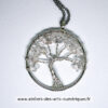 Pendentif Arbre de Vie en Cristal de Roche – Cercle en Fil Argenté (Réf : 2501016-A) – Image 2