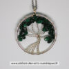 Pendentif Arbre de Vie en Malachite – Cercle en Fil Argenté (Réf : 2501018-A) – Image 2