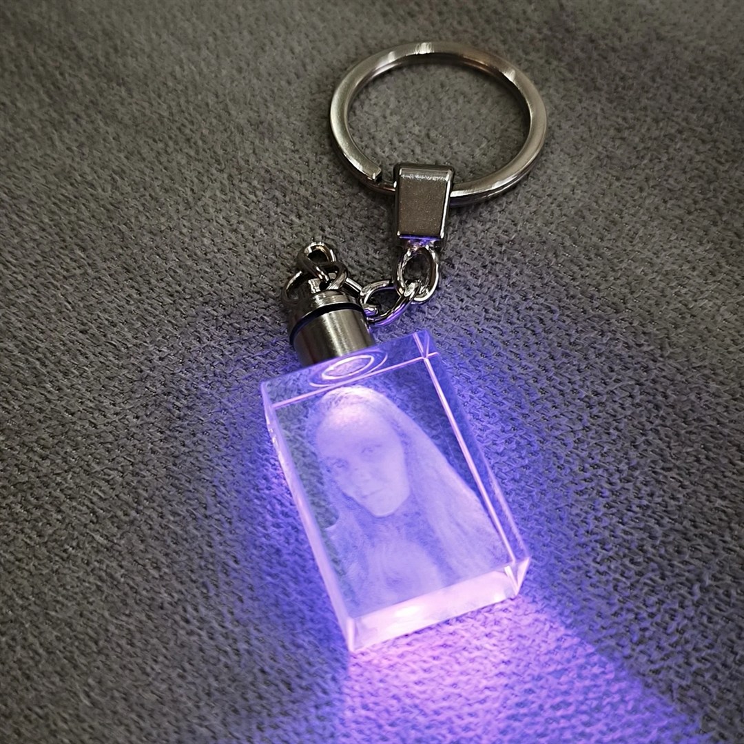 Porte-clés cristal K5 avec photo gravée au laser